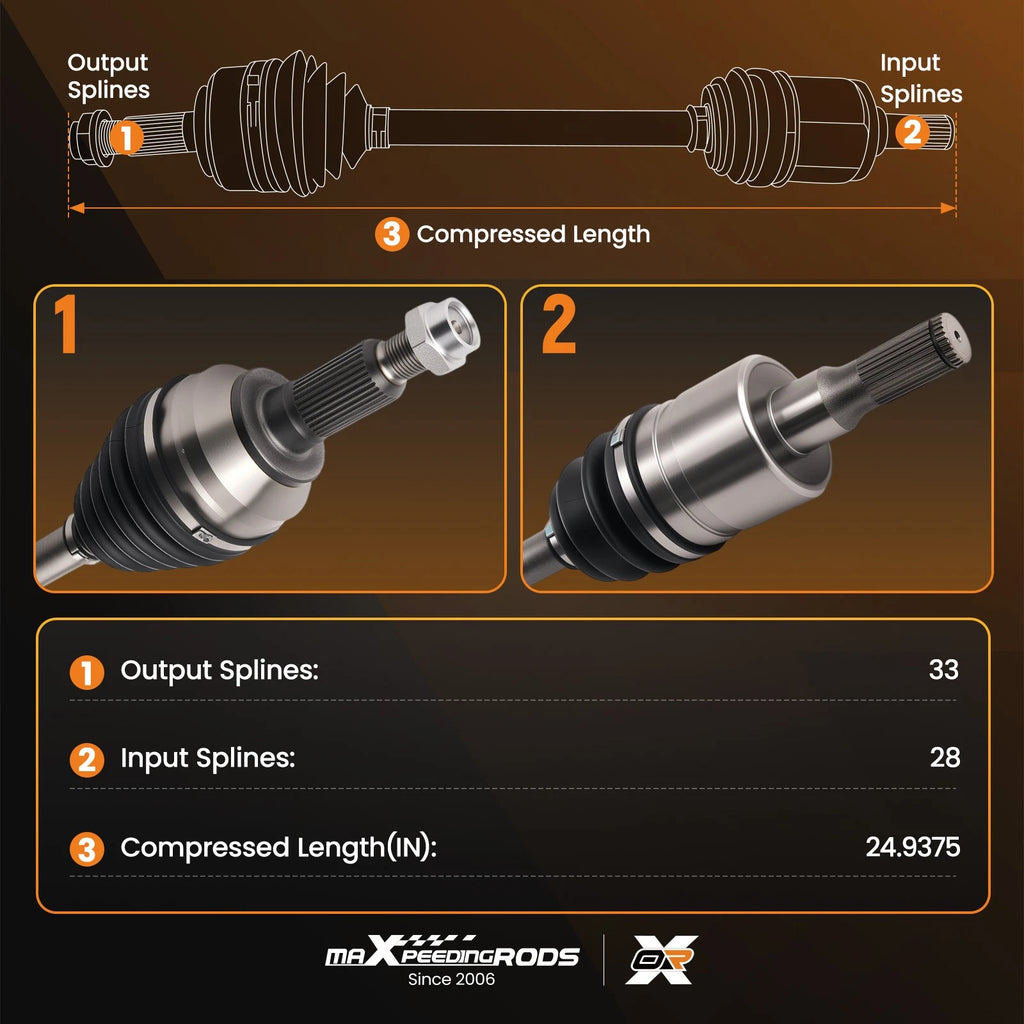2X Front Left & Right CV Axle Shafts for Hummer H3 H3T (2006–2010)