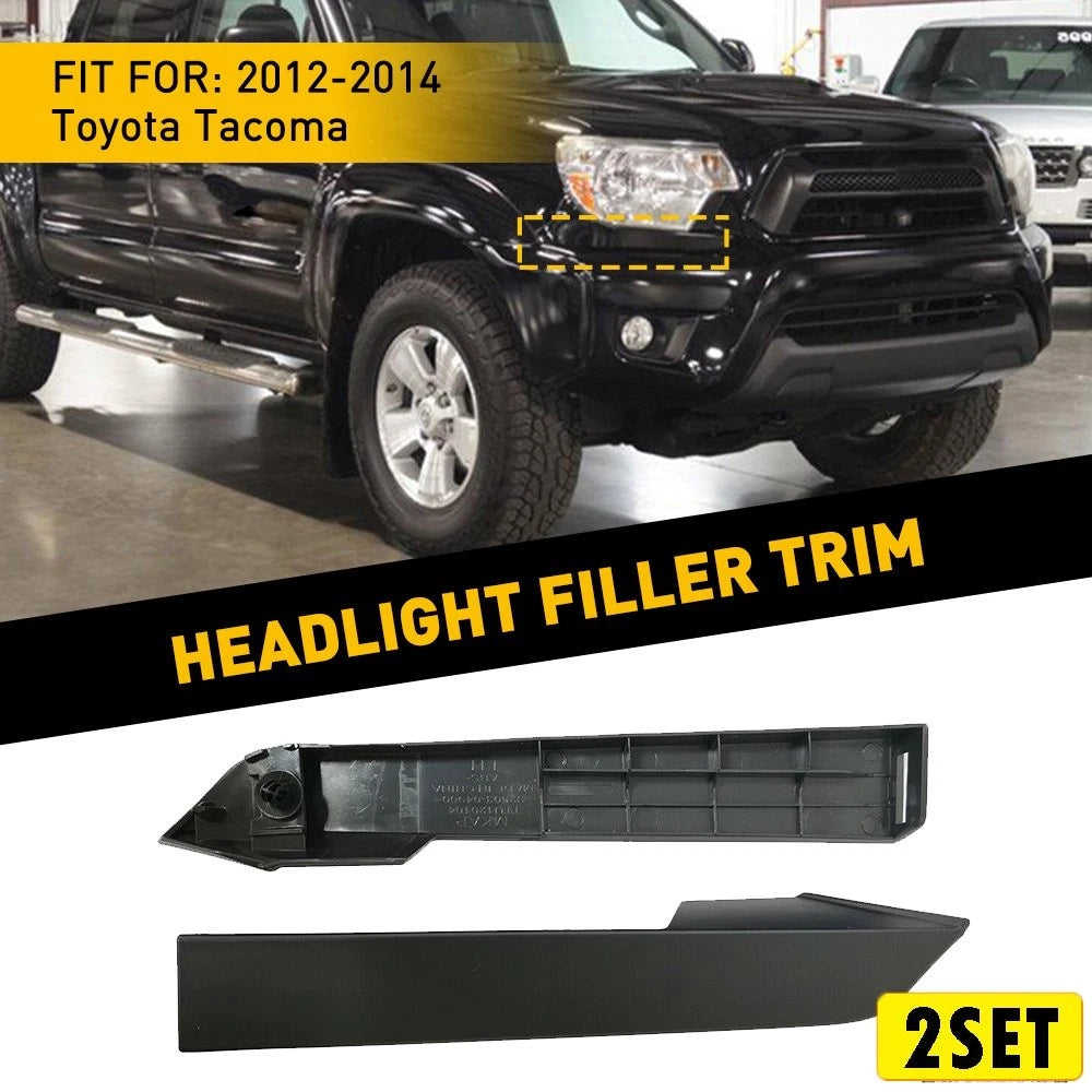 2X Front Headlight Lamp Filler Molding Trim Panel for Toyota Tacoma (2012-2015)