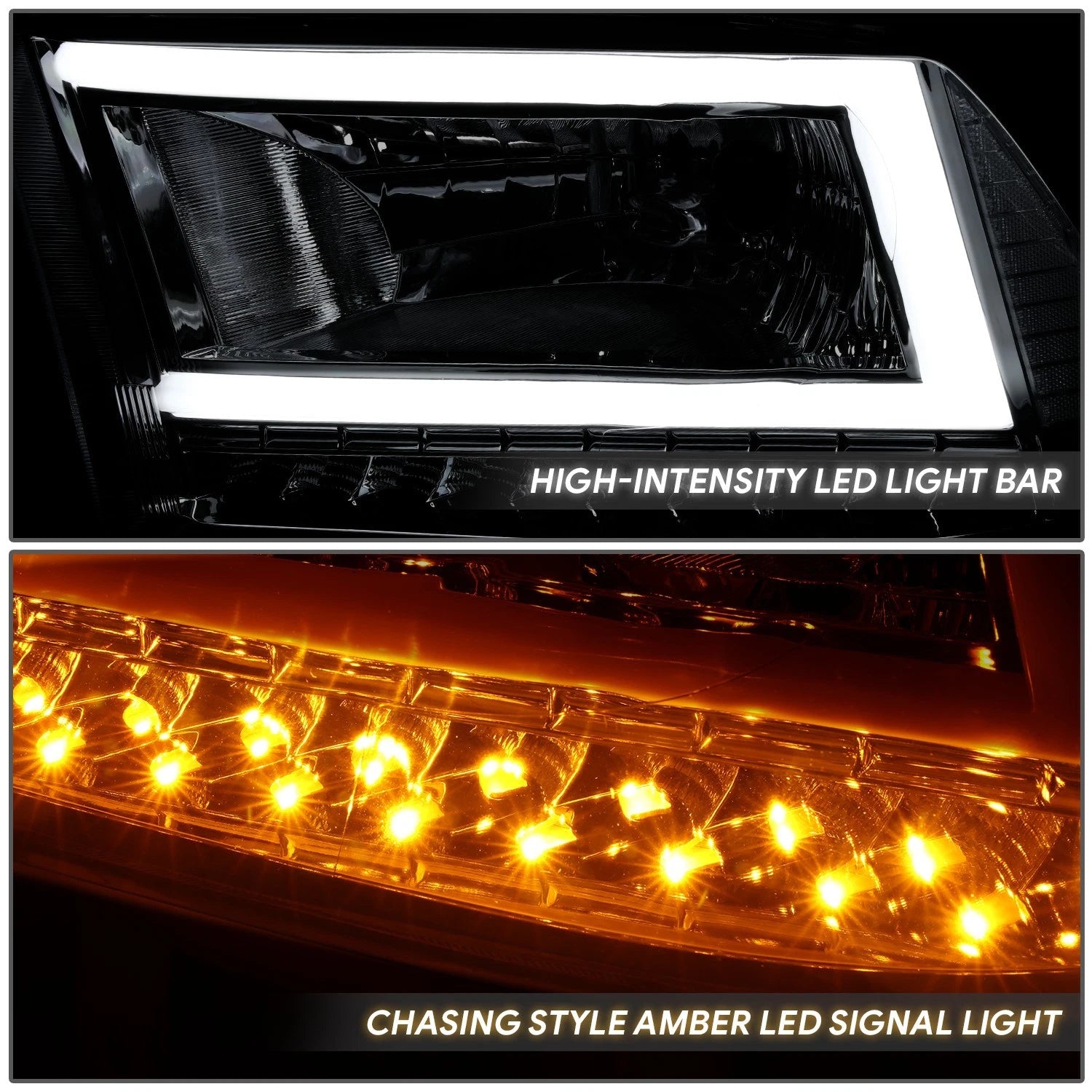 Smoked/Clear C-LED DRL Sequential Turn Signal Headlights for RAM 1500 (2009–2024)
