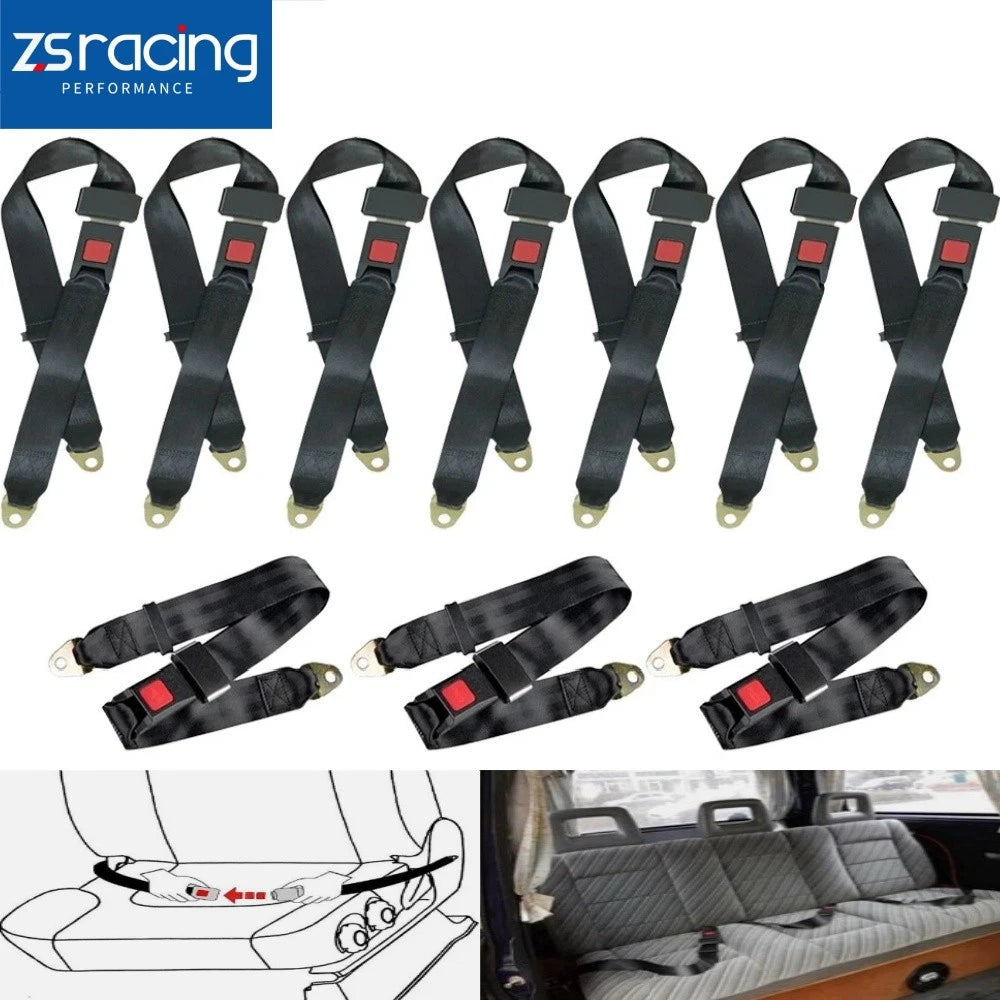 Set of 4 Universal 2-Point Adjustable Lap Seat Belts for Trucks/Cars