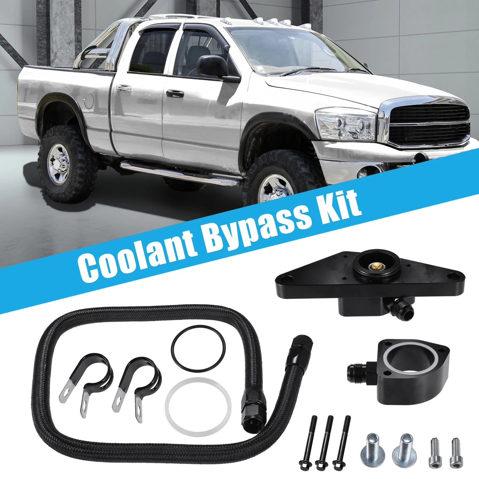 Set of 1 Coolant Bypass Kit for Dodge Ram 6.7L (2007–2018) Black