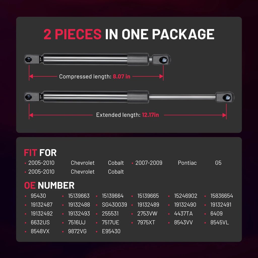 Rear Trunk Lid Lift Supports for Pontiac G5 (2007-2009)