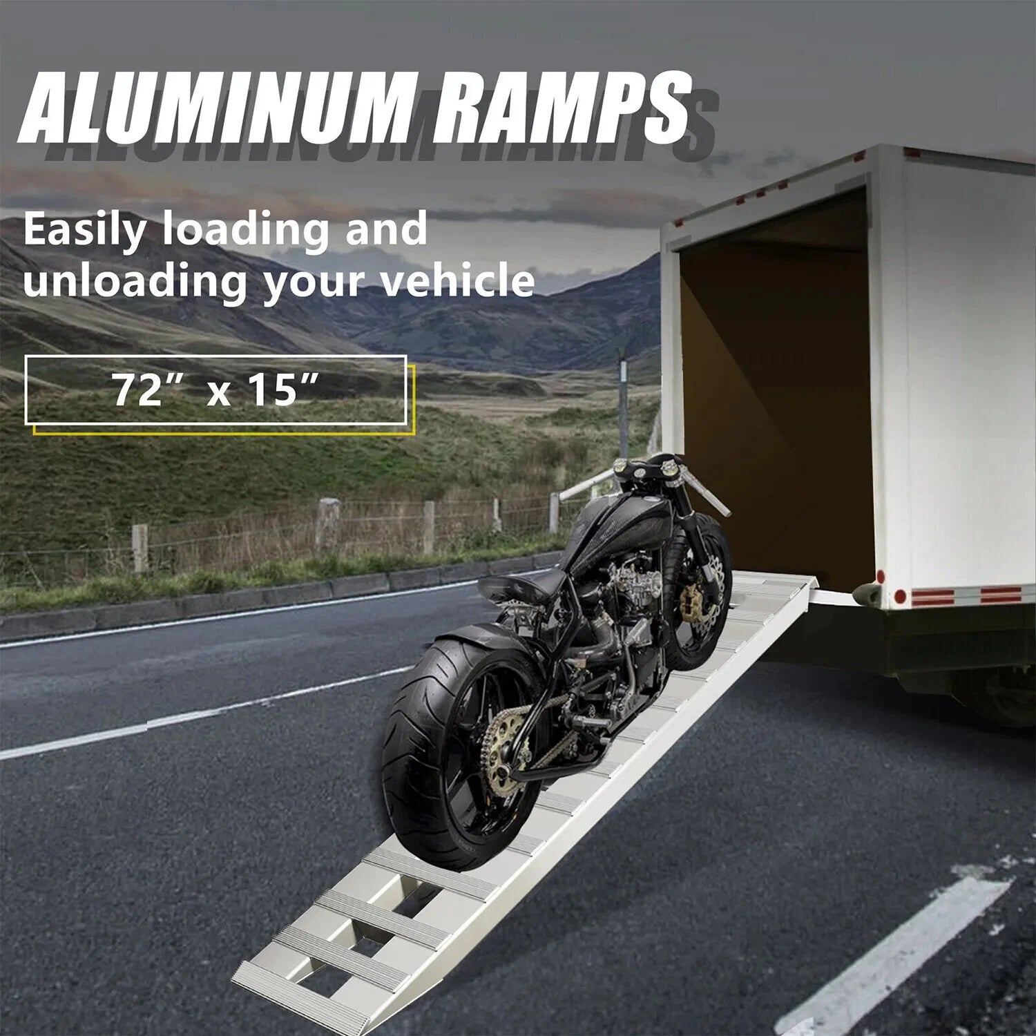 72" Aluminum Trailer Ramps for Truck Car Auto (6500 lbs Capacity)