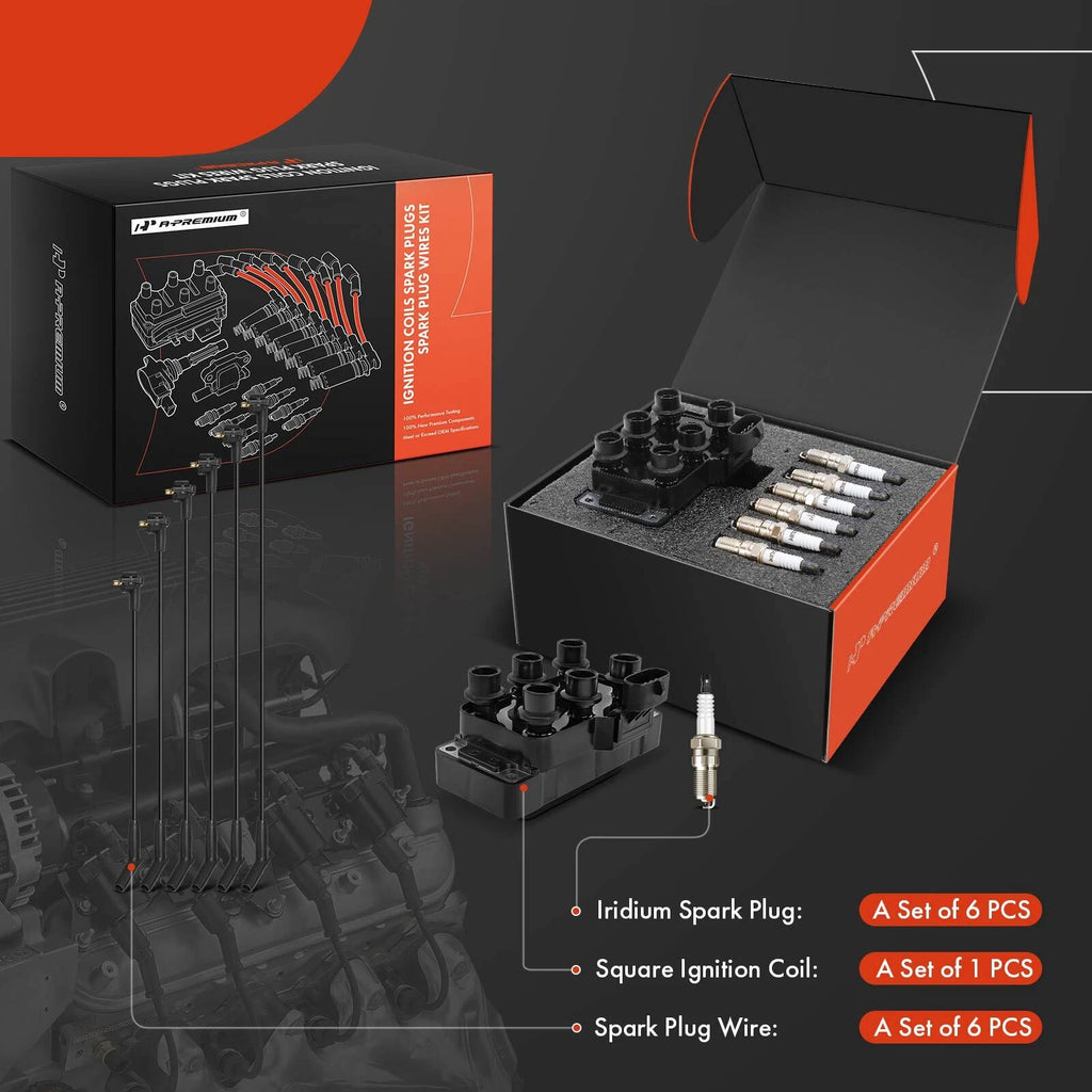 Ignition Coil & Iridium Spark Plugs Set for Ford Taurus