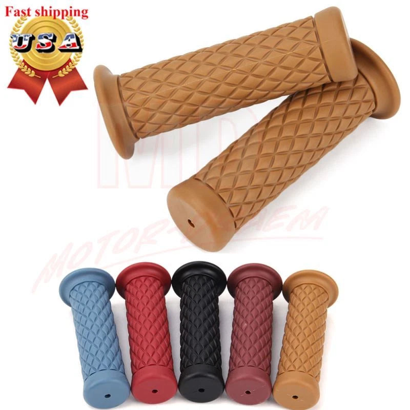 7/8" Rubber Handlebar Grips for Motorcycle Bike Cafe Racer ATV (Fits Various)