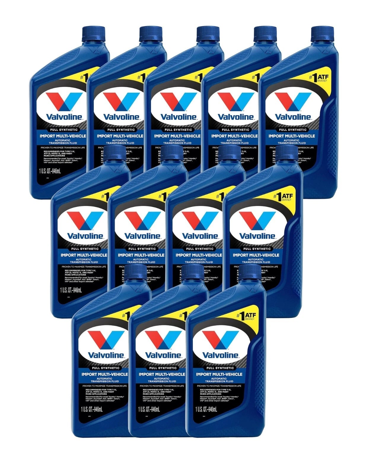 12 Quarts Import Multi-Vehicle ATF Full Synthetic Transmission Fluid (Set of 12)