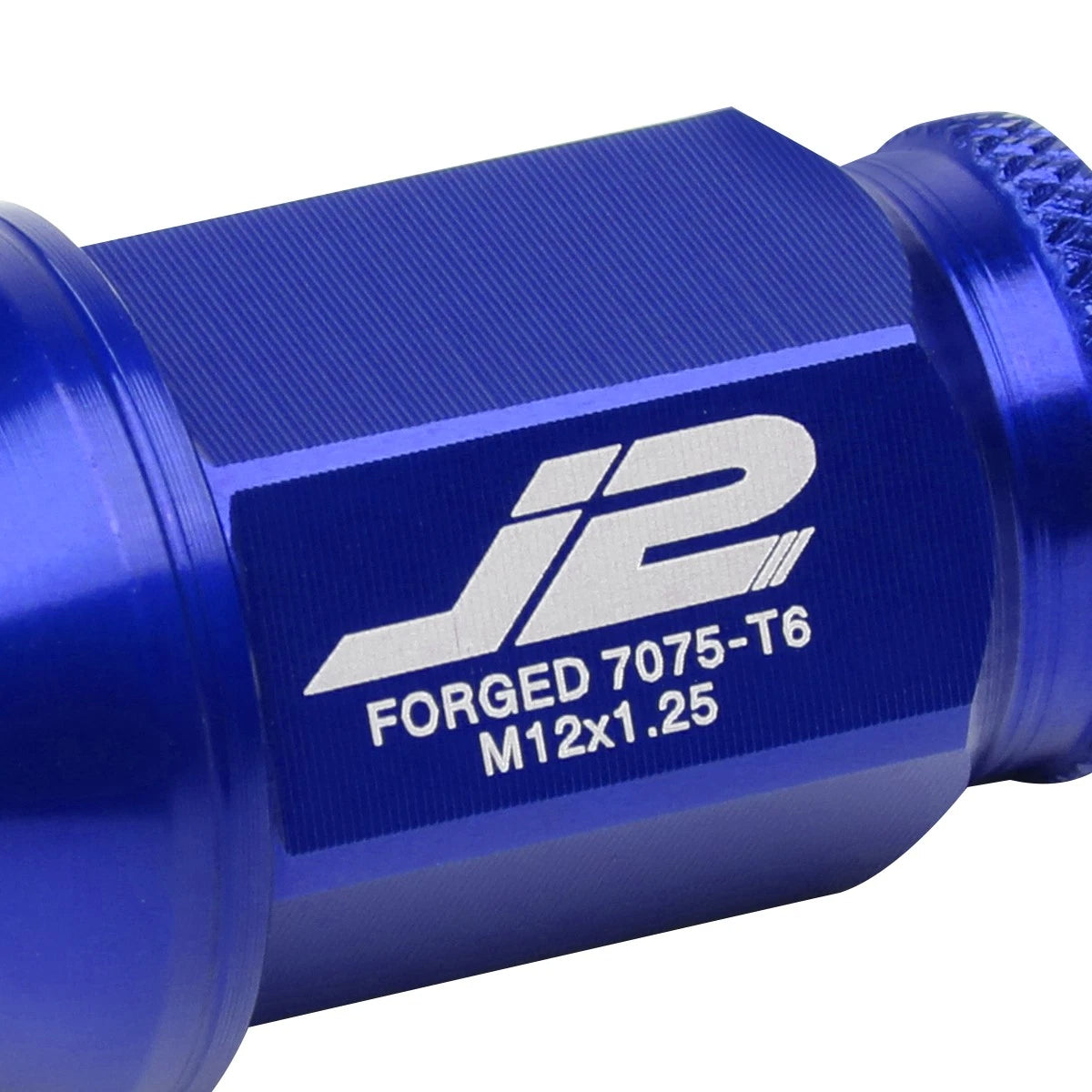 Set of 20 J2 7075 Forged Aluminum M12x1.25 Open-End Lug Nuts w/Adapter Blue