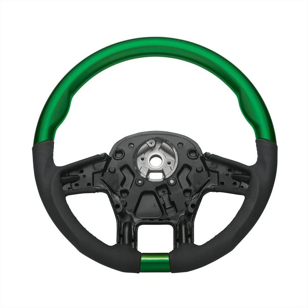Steering Wheel YourGrip Leather and Wood Green for Peterbilt 579 (2012–2021)