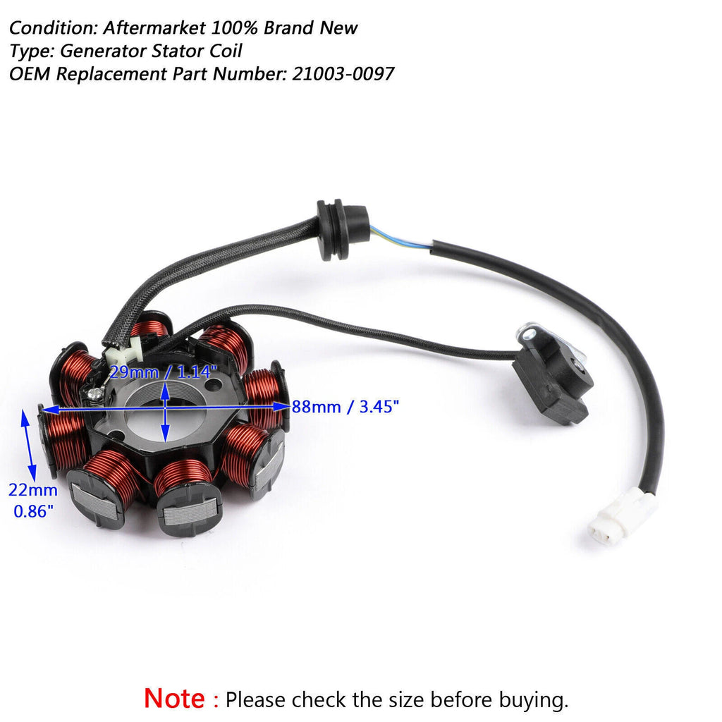 Magneto Generator Stator Coil for Kawasaki KLX110 KLX110L (2010–2018) 21003-0097