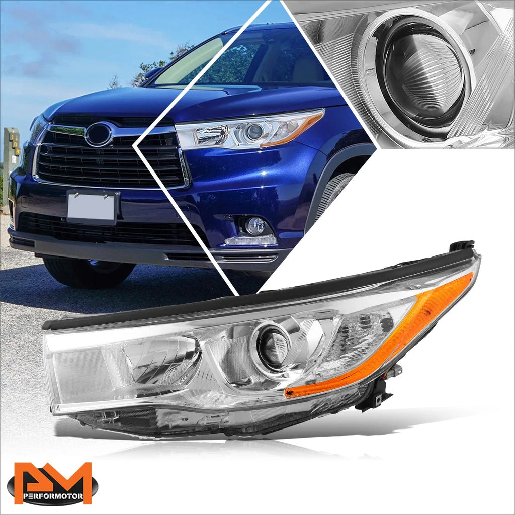 Driver Side Projector Headlight Chrome for Toyota Highlander (2014–2016)