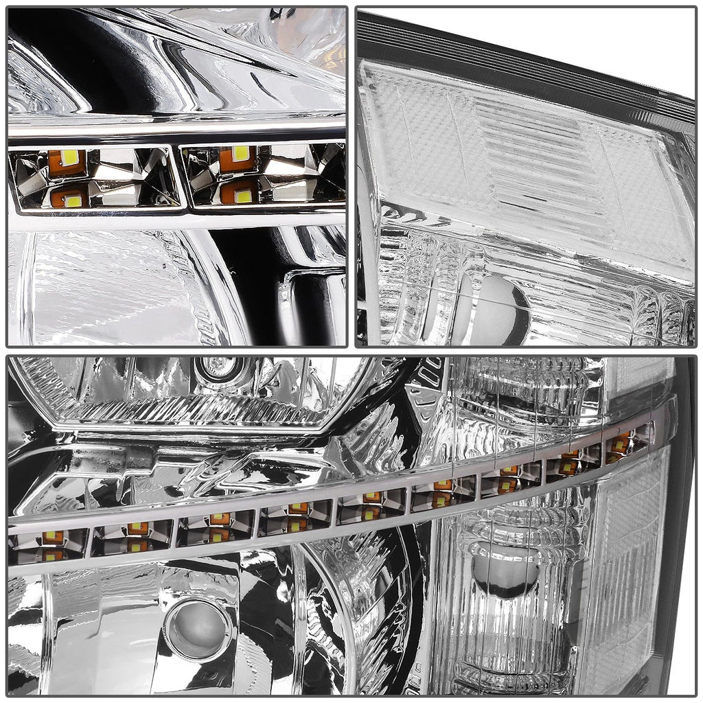 LED DRL Bar Chrome Clear Headlights for Chevy Silverado (2007–2014)