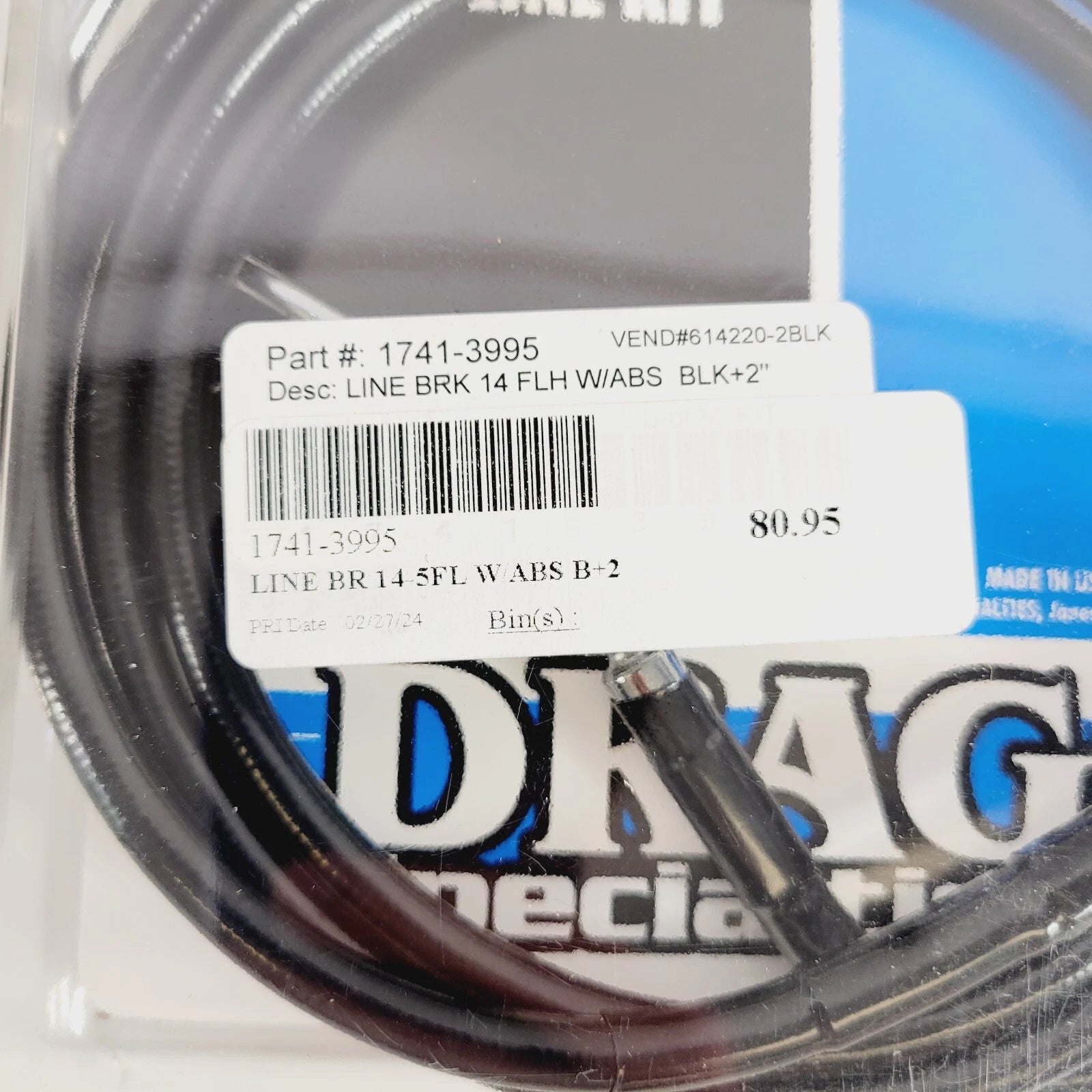 Drag Specialties Extended Stainless Steel Brake Line Kit for Harley Touring (2014–2023)