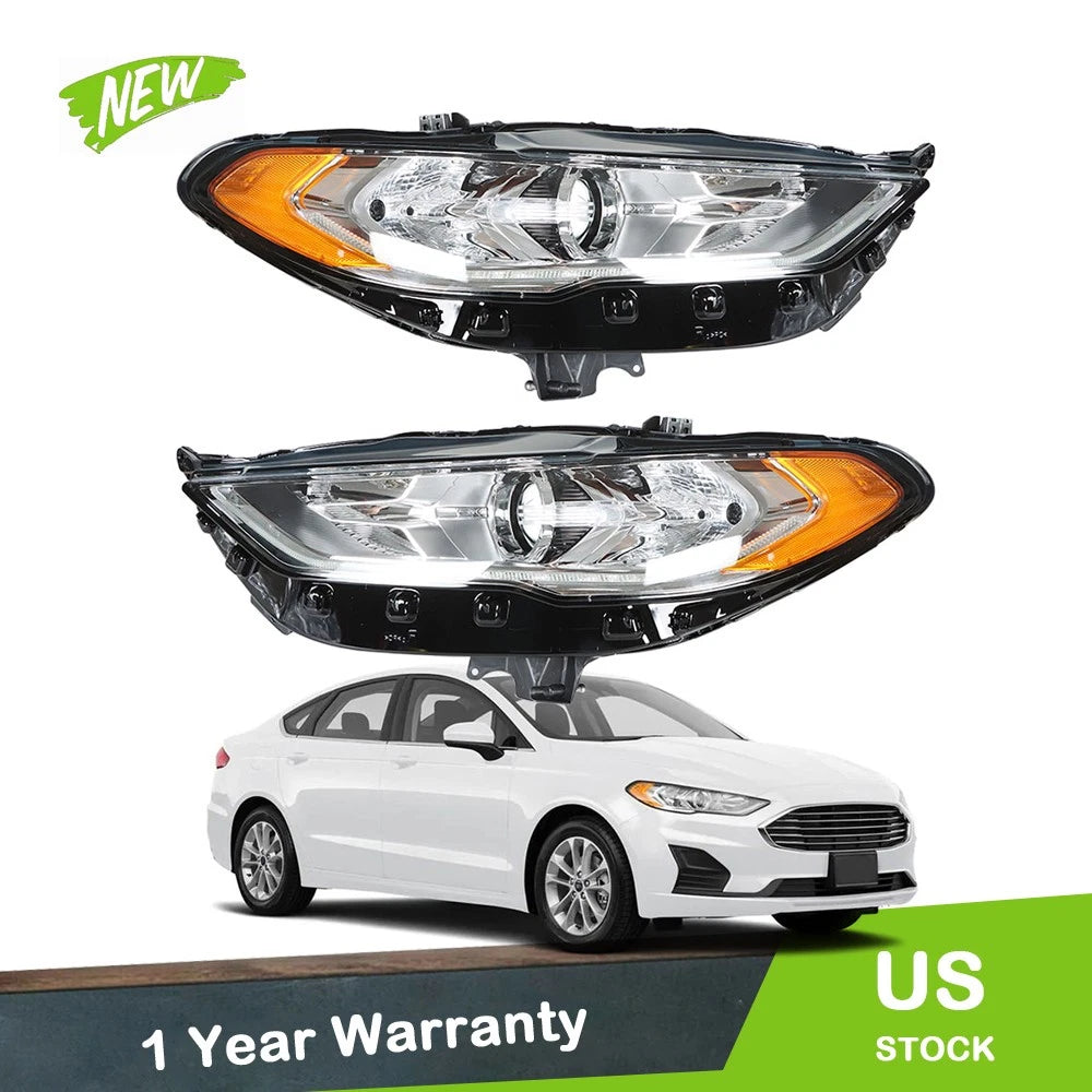 Headlight Assembly Set of 2 LED DRL for Ford Fusion (2017–2019)