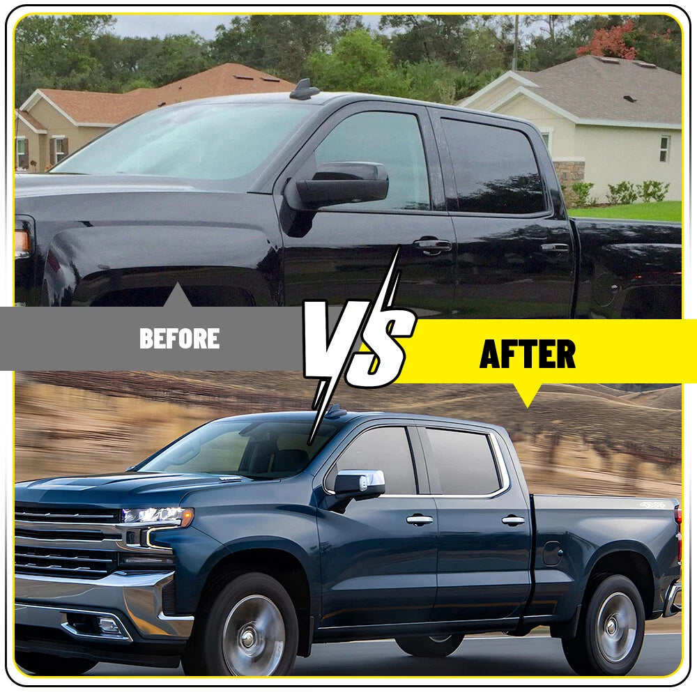 6X Black Pillar Posts for Chevrolet Silverado 1500 (2019â2022) Door Window Cover