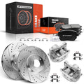 Set of 8 Front Drilled Rotors, Pads & Calipers for Nissan Murano (2005–2012)