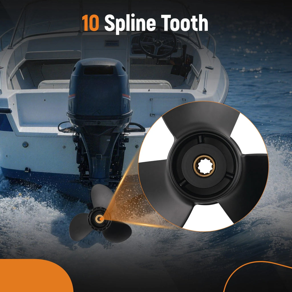 10 Spline Boat Propeller for Suzuki DF15 DF20A (8-20HP, 58100-90L60-019, 10")