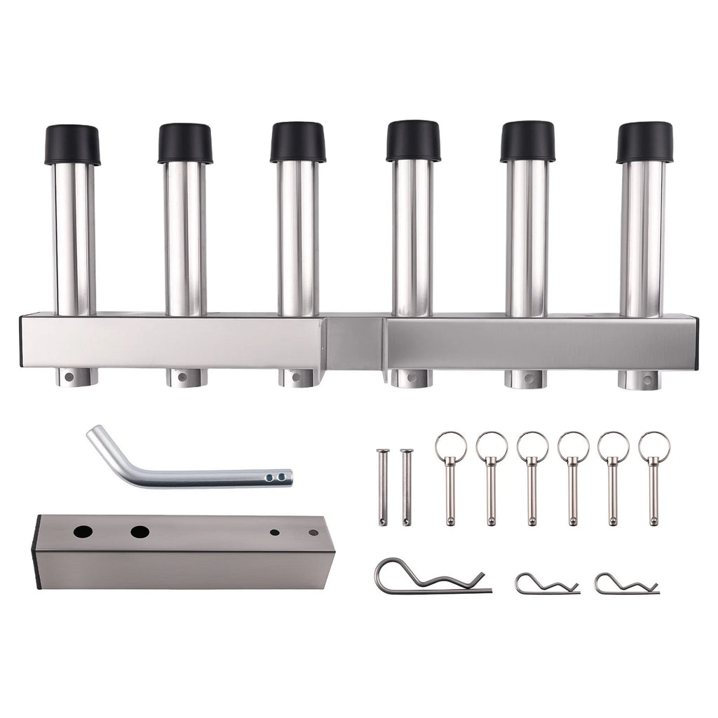 Adjustable Fishing Pole Rack for 2" Hitch Receiver (6 Rods)