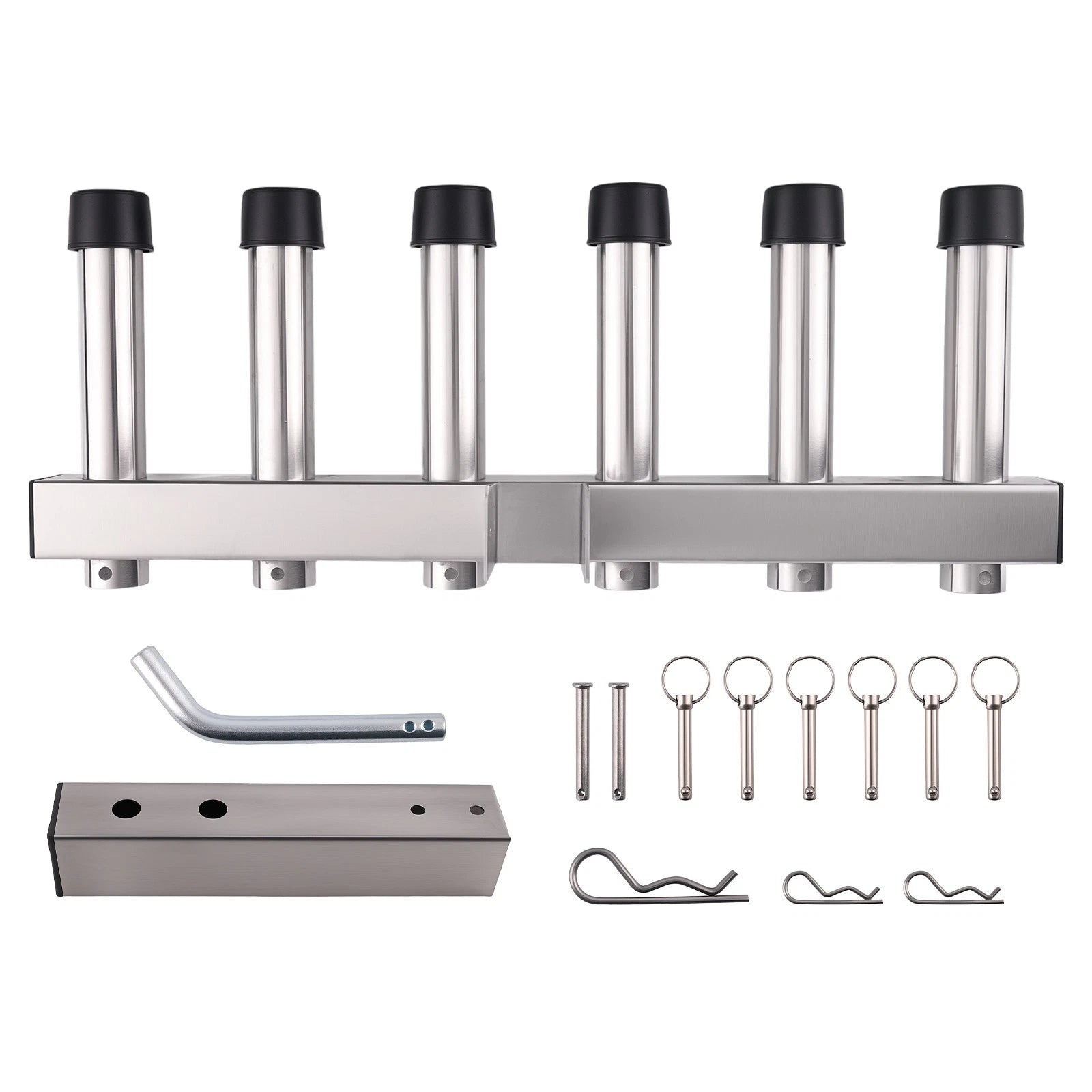 Adjustable Fishing Pole Rack for 2" Hitch Receiver (6 Rods)