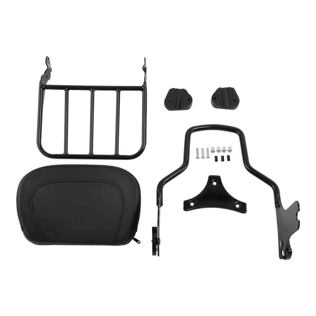 Chrome/Black Sissy Bar Backrest Luggage Rack for Harley Touring (1997-2008)