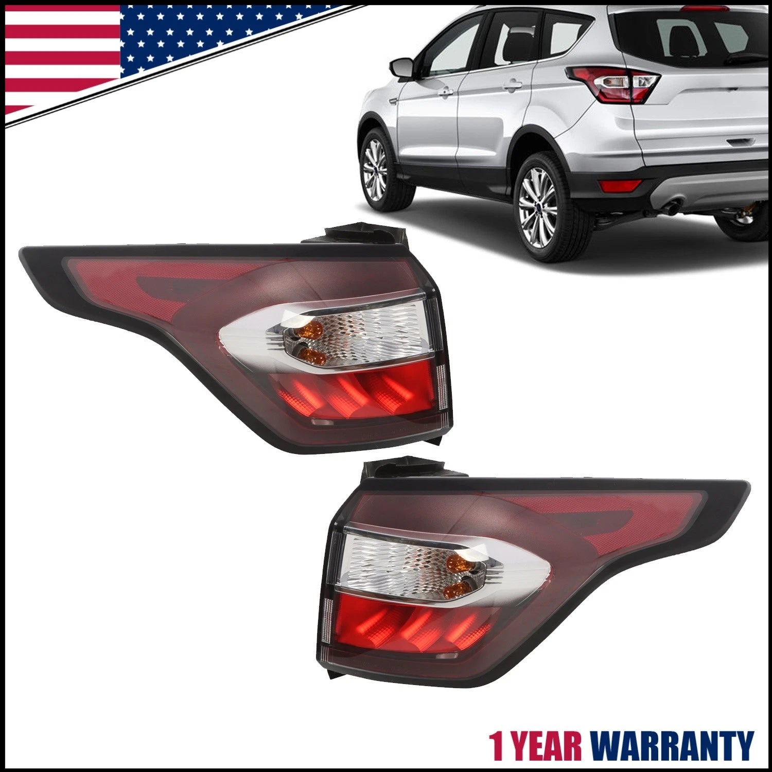 Tail Light Brake Lamp Set for Ford Escape Kuga (2017–2019) Right + Left