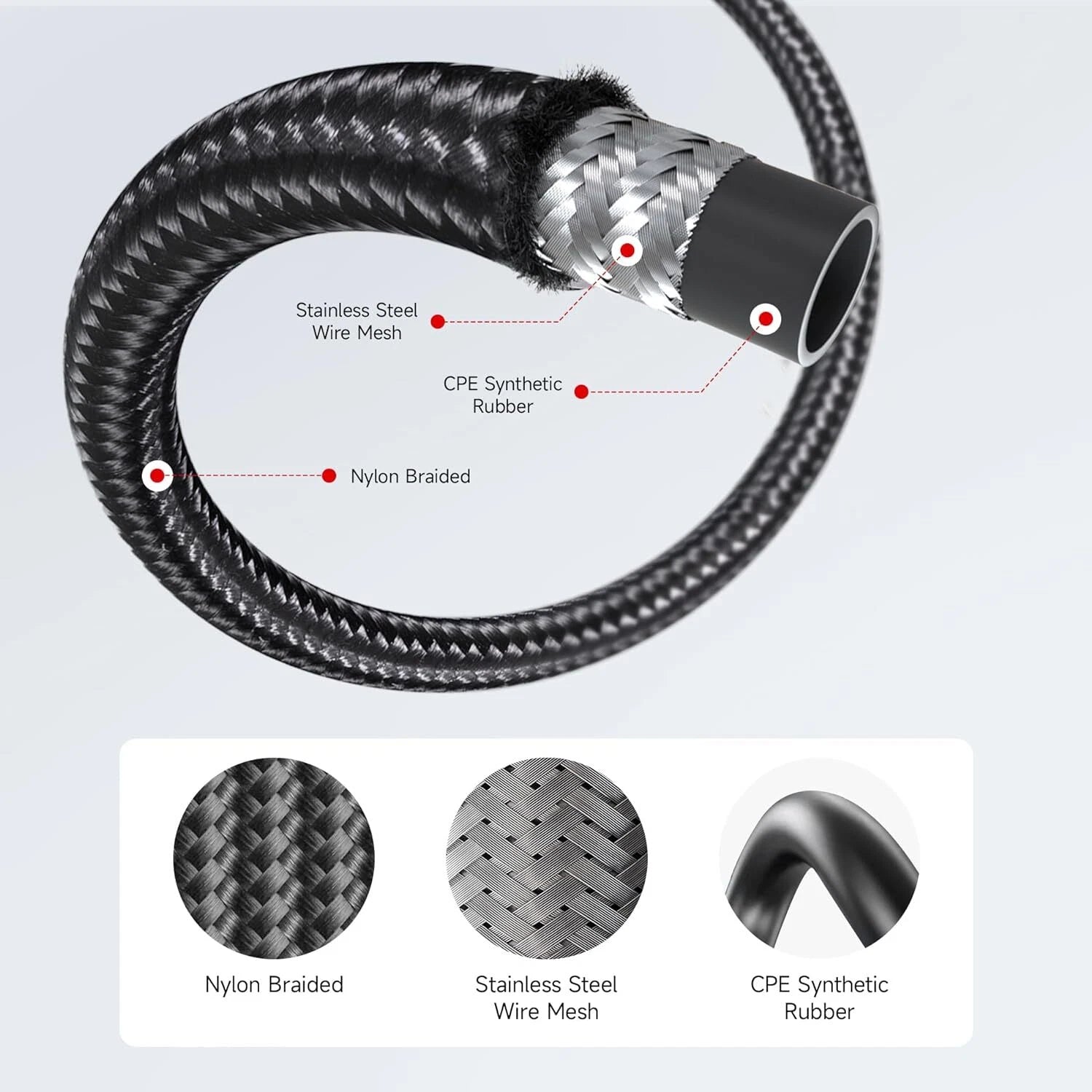 Braided Nylon Fuel Line Kit for Universal Applications (10FT, AN8)