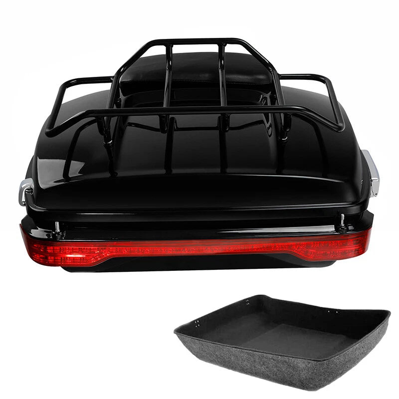 Chopped Trunk Backrest Luggage Rack LED Light for Harley Road Glide (2014–2026)