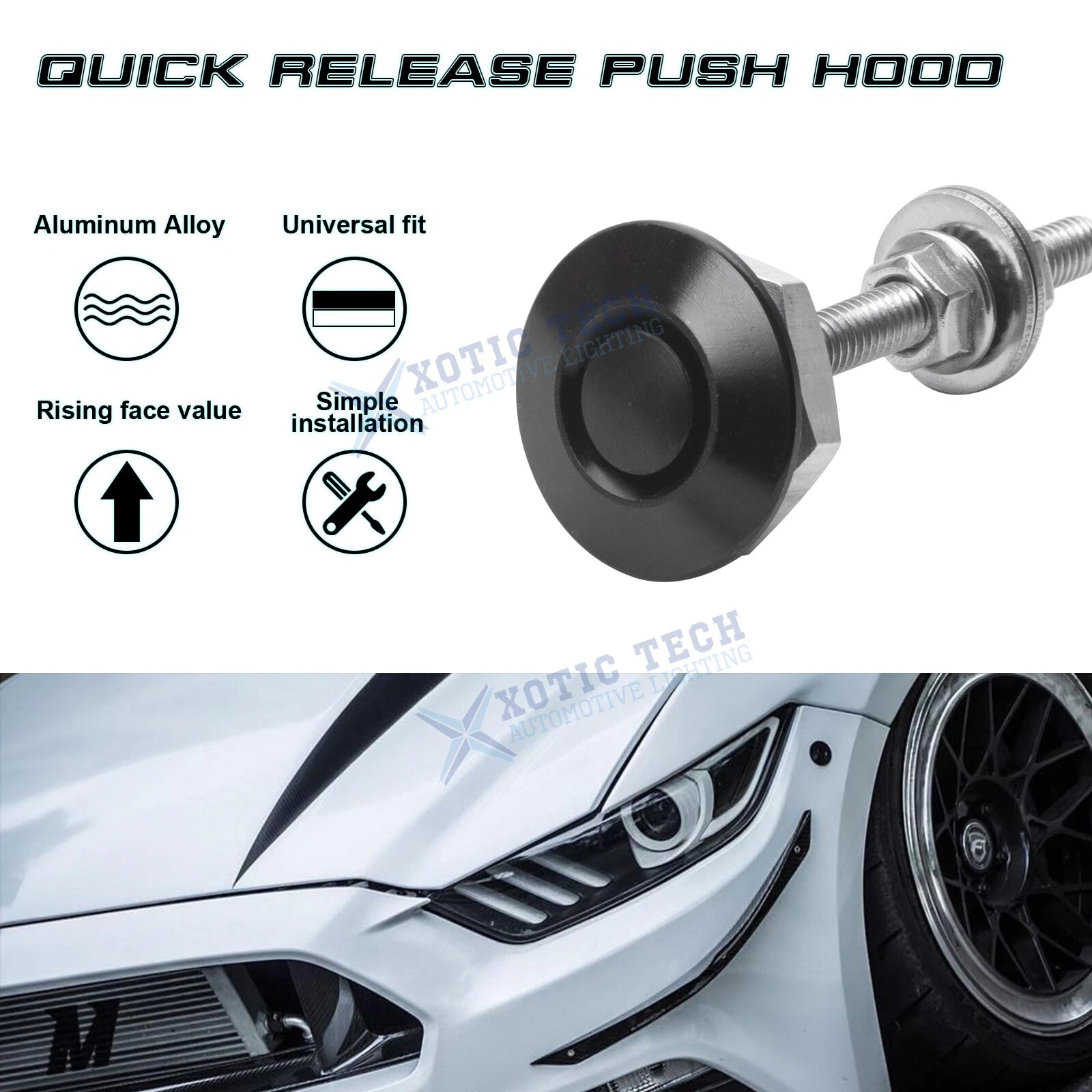 2-Piece Latch Push Button Fender Hood Bonnet Pin Kit for GMC (2018-2022)