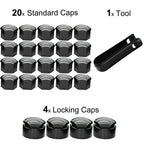 Black Wheel Nut Bolt Cover Cap / Pack of 24x 17MM / for Opel