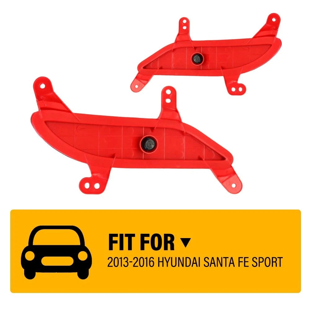 2X Red Rear Bumper Reflector Trim LH+RH for Hyundai Santa Fe Sport (2013–2016)