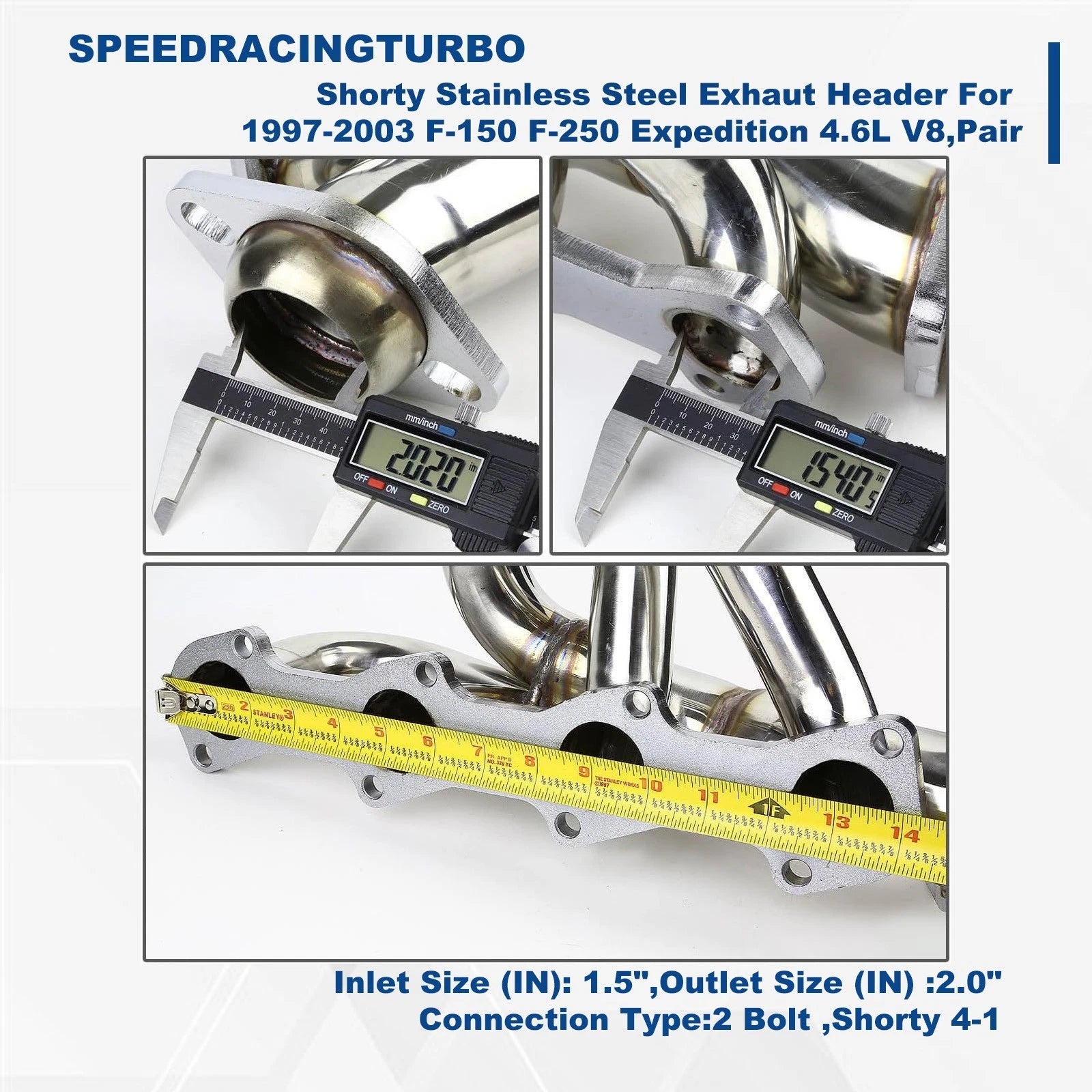 Stainless Steel Exhaust Header for Ford F-150 F-250 Expedition (1997–2003)
