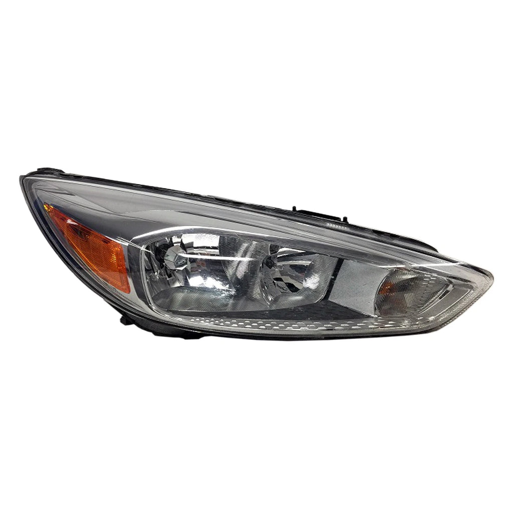 Replacement Passenger Halogen Headlight Lens/Housing w/o LED w/Aluminum Bezel