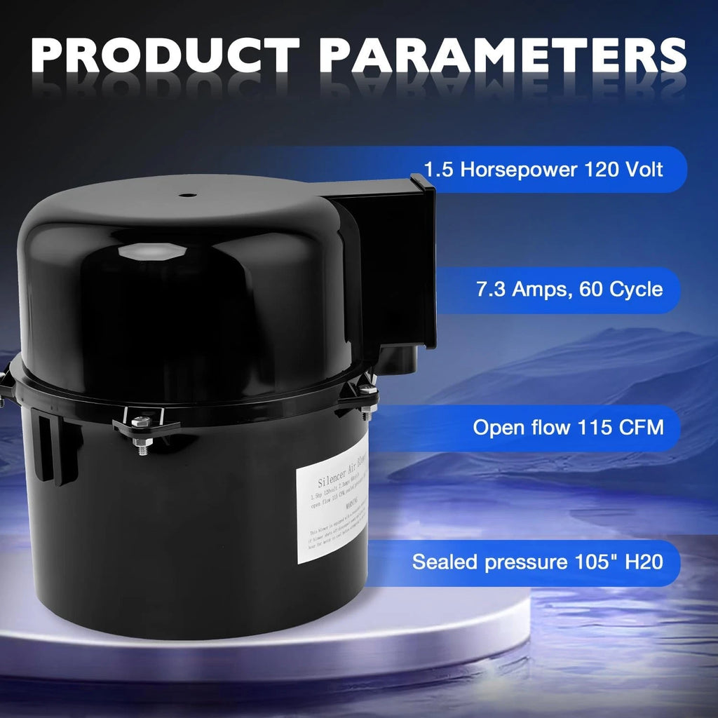 Pool Spa Blower for Air Supply Silencer 2" Plumbing 1.5HP 120V
