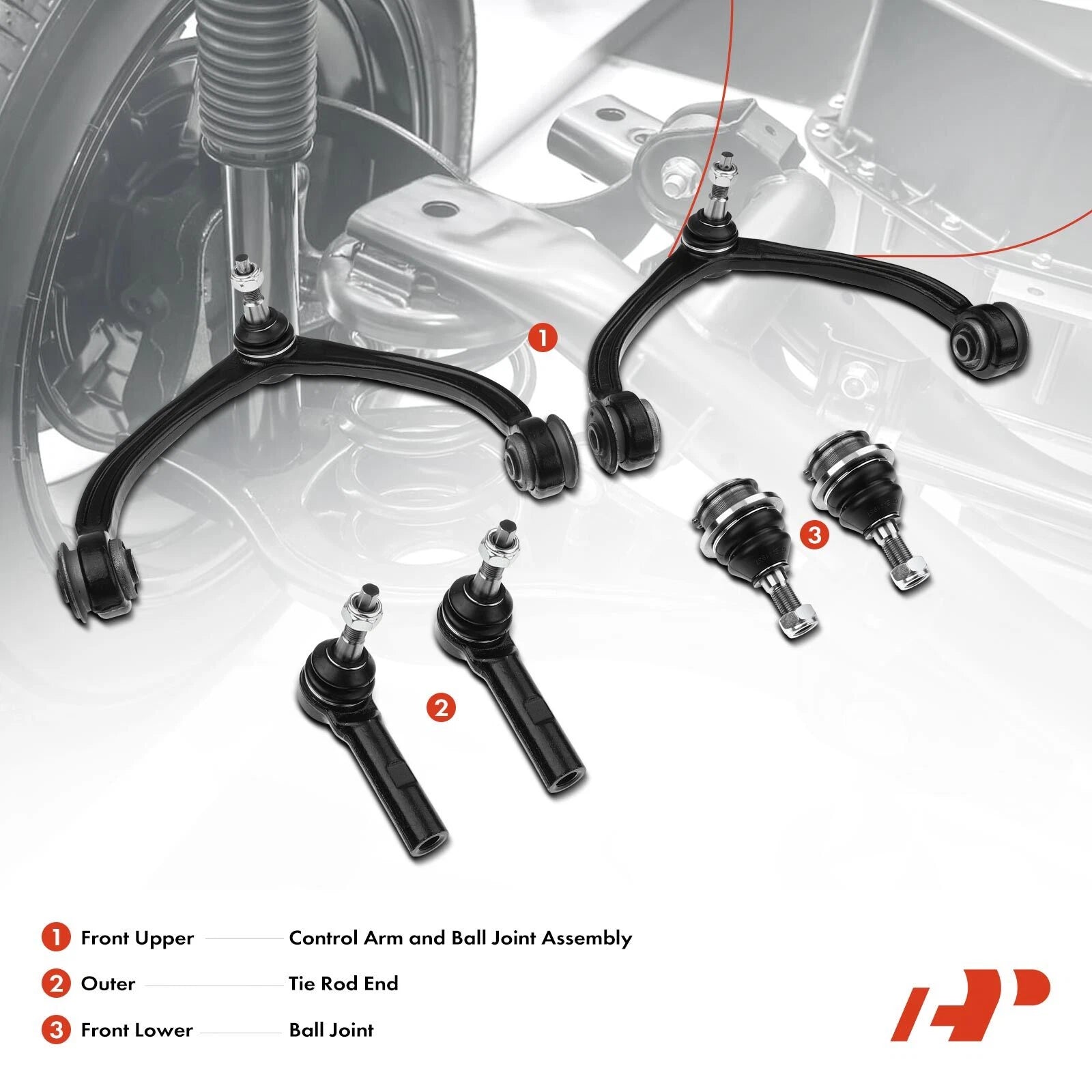6x Front Side Control Arm Ball Joint Tie Rod End for Dodge Ram Dakota (1997–2004)
