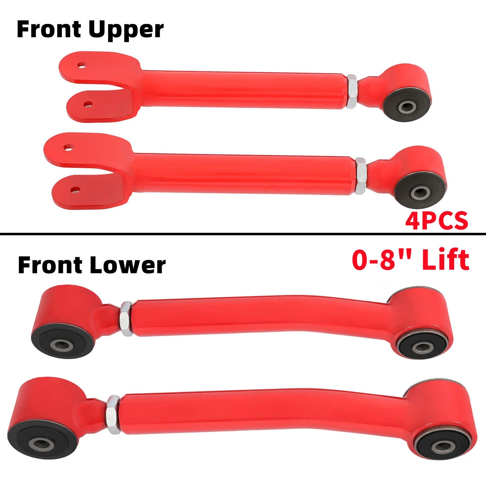 Set of 4 Adjustable Front Control Arms for Jeep Wrangler TJ (1997–2006)