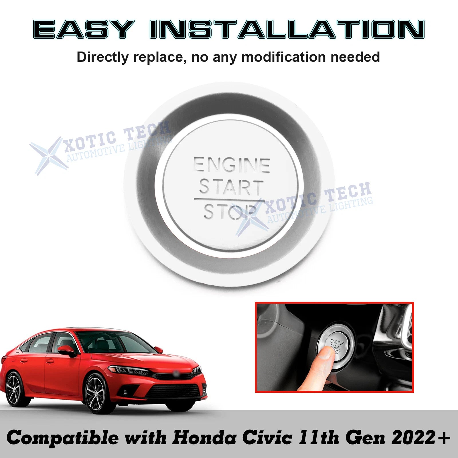 Engine Start/Stop Push Button Molding Trim for Honda Civic (2022-2024)