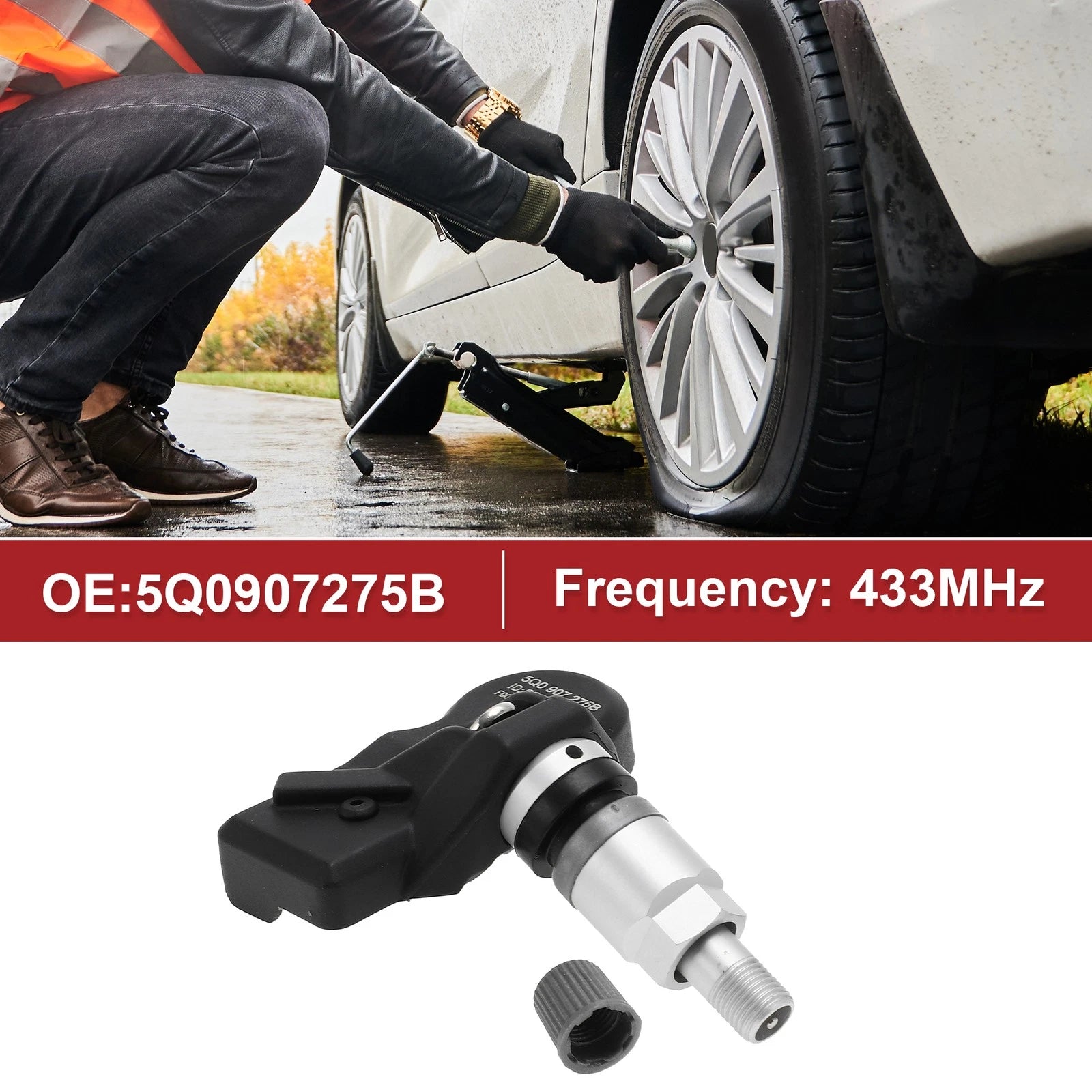 Tire Pressure Sensor 433MHz for Volkswagen Touareg (2014–2018) No.5Q0907275B