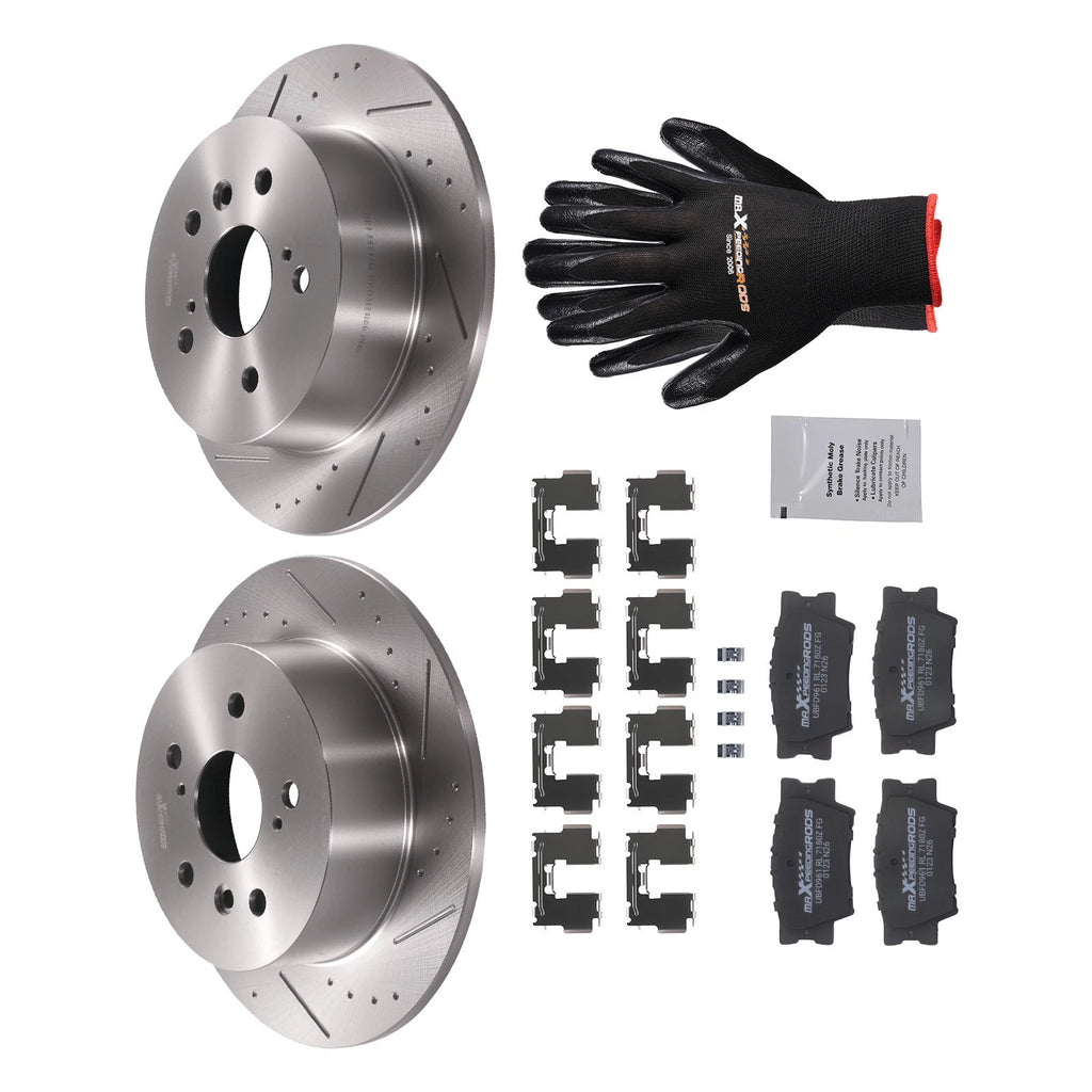 Rear Brake Rotors and Pads Kit for Toyota Avalon (2008–2012), Camry (2007–2011) D1212