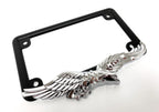 Metal License Plate Frame Black Chrome American Eagle for Harley Touring (1996–2023)