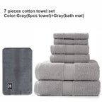 7-Piece Cotton Towel Set for Travel Swimming Spa Multi Scene Use - Gray