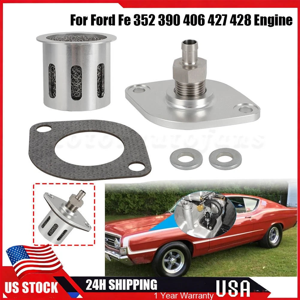 Billet Aluminum Intake Manifold PCV Kit for Ford FE 352 390 406 427 428 (A)