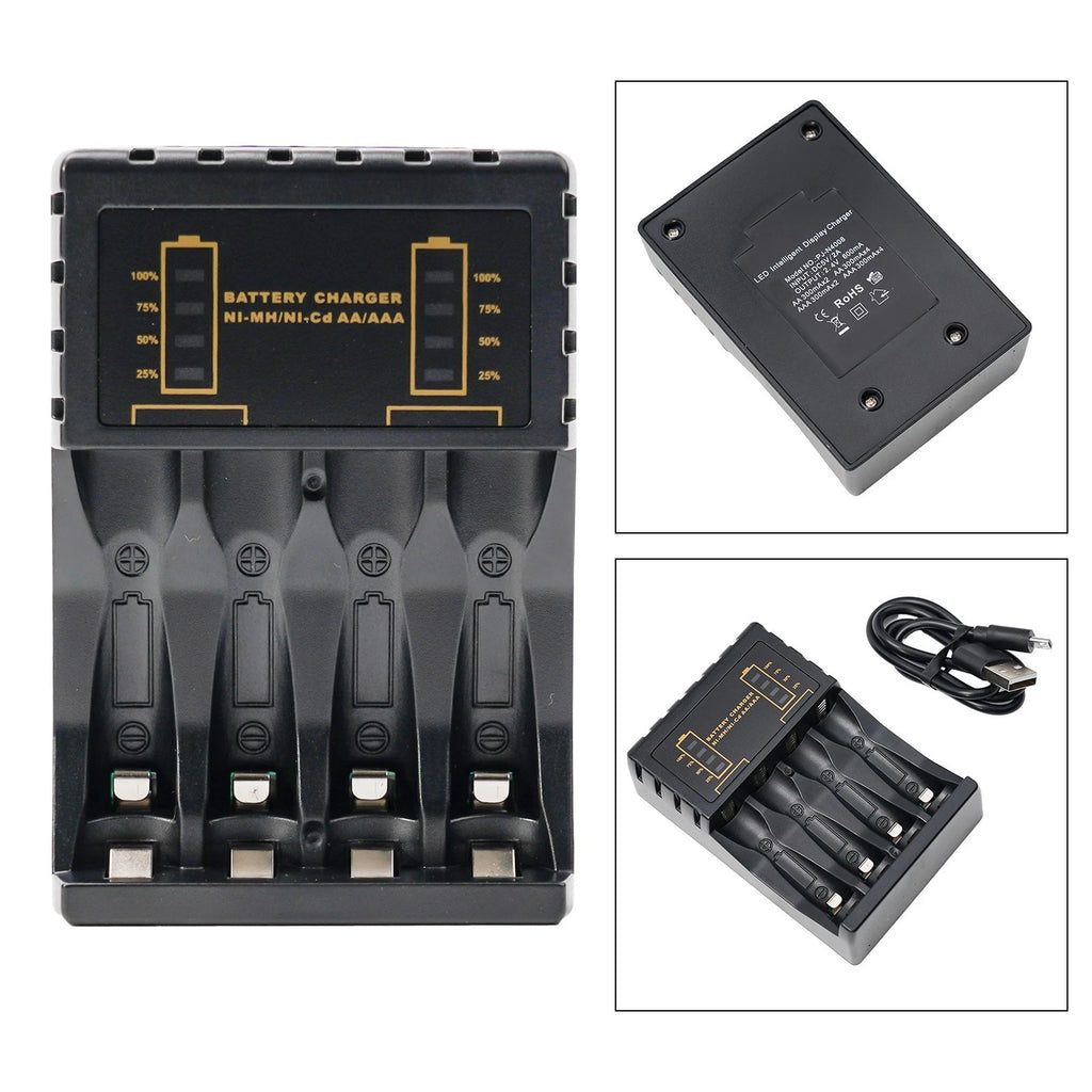 4-Slot Charger for AA AAA NICD NIMH Rechargeable Batteries