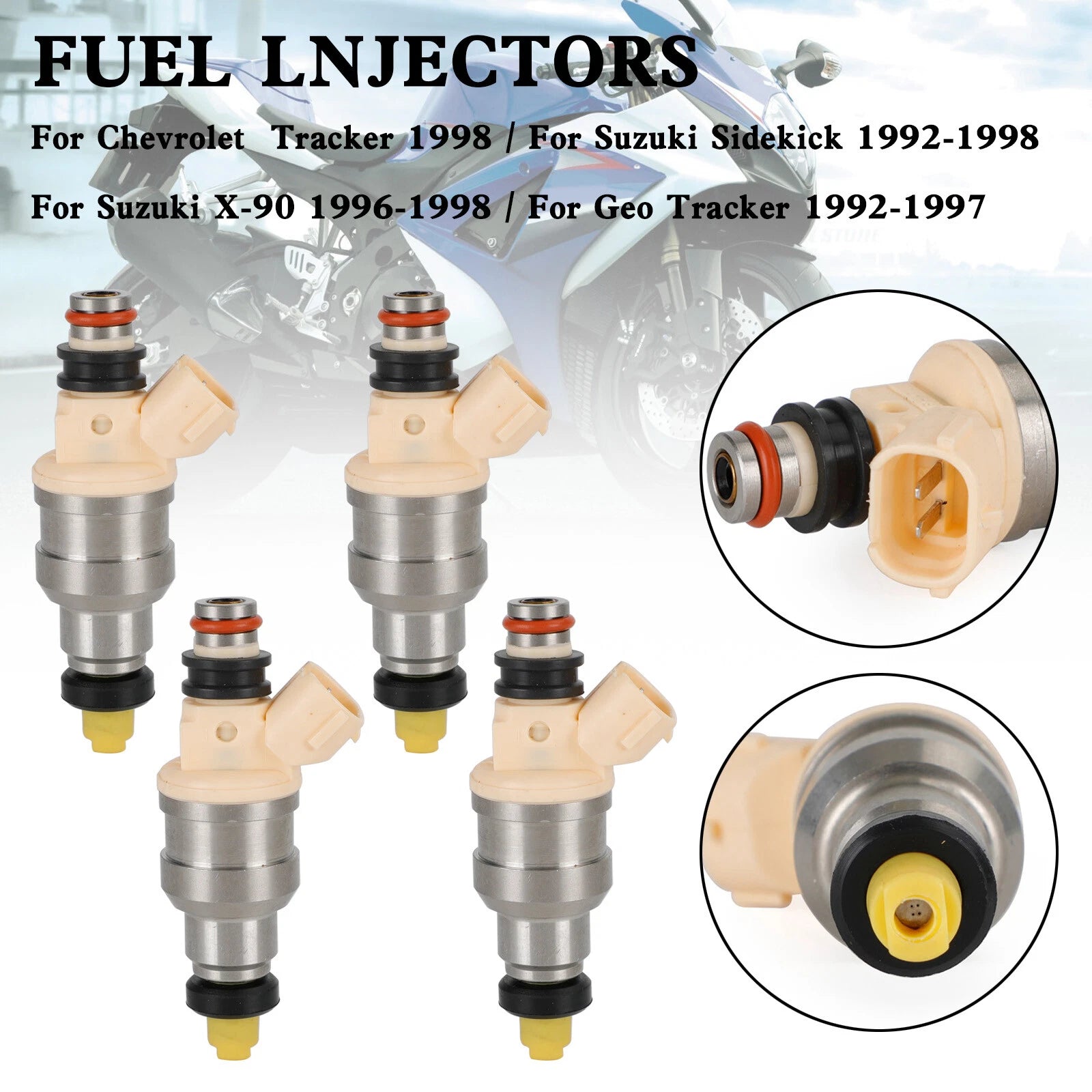 4X Fuel Injectors 15710-58B00 for Suzuki Sidekick Tracker X-90 (1996–1998)