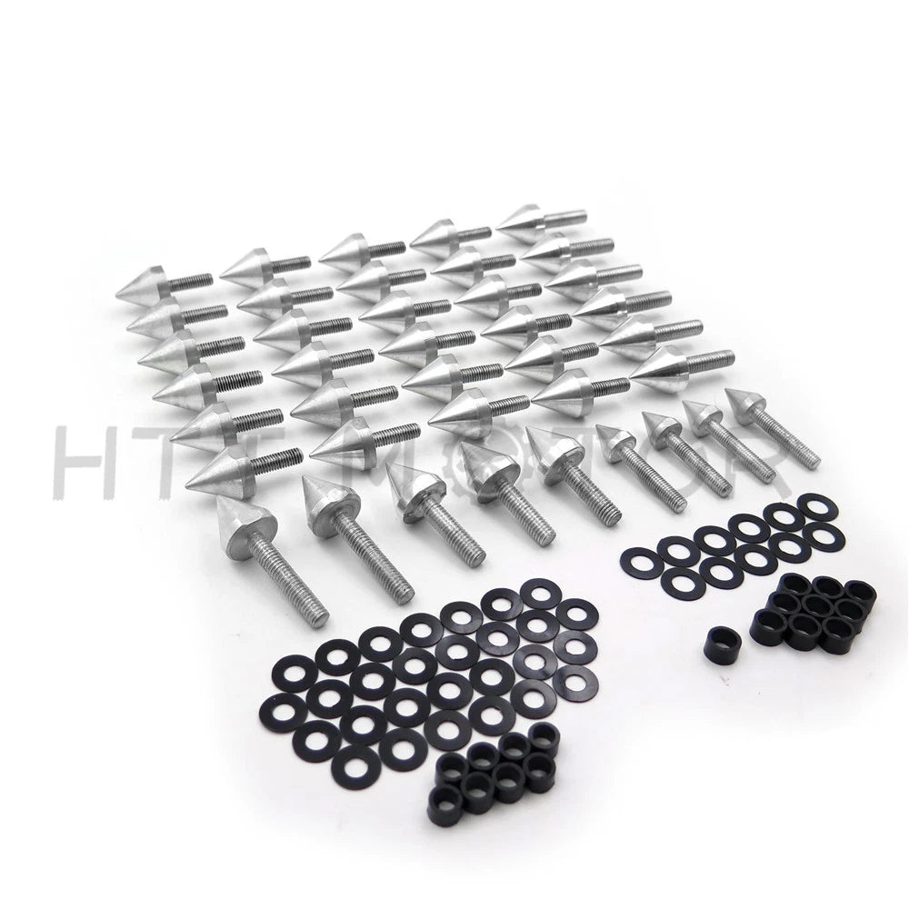 Set of 10 Spike Fairing Bolts for Yamaha YZF R6 (2003–2007) - Silver