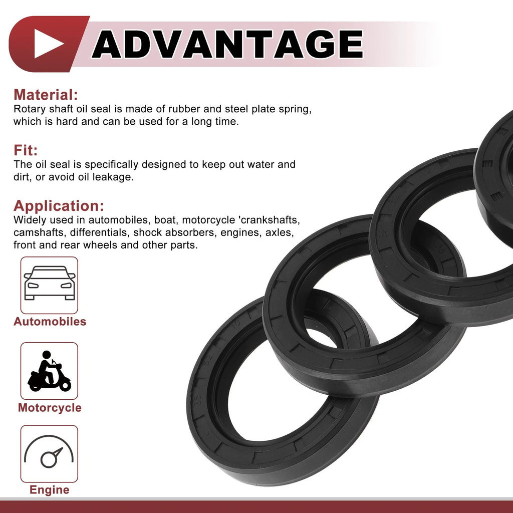 Set of 5 Rotary Shaft Oil Seals 35x52x10mm Nitrile Rubber 672668828731