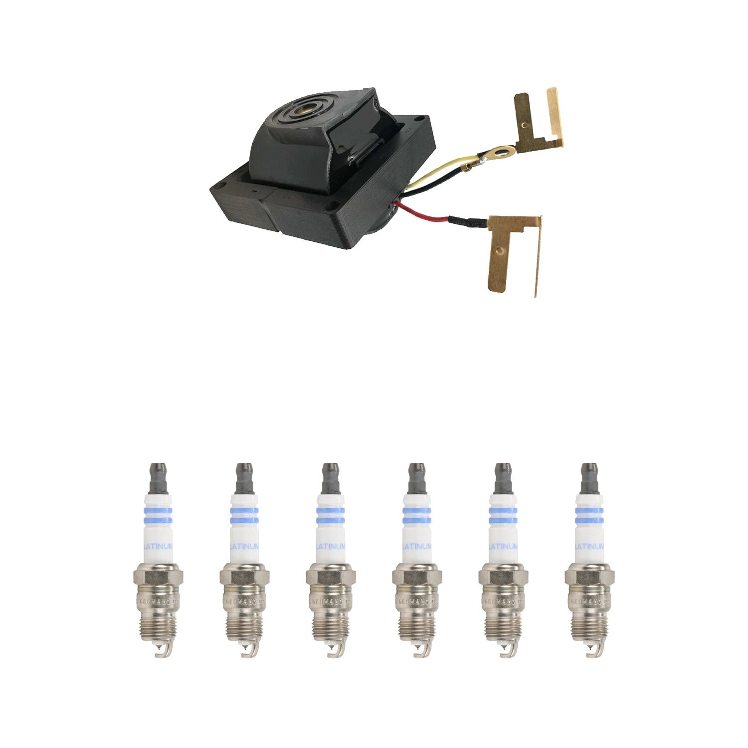 Hitachi Ignition Coil & Bosch 6 Platinum Spark Plugs Kit for Caballero Monza (1978–1982)