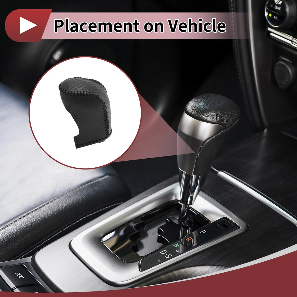1 Pc Gear Shift Knob Cover for Hyundai Sonata (2011–2014) Black Faux Leather
