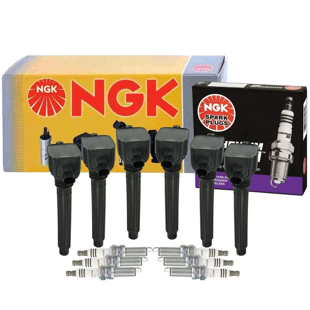 Set of 6 Ignition Coils & 6 Ruthenium HX Spark Plugs for Chrysler Dodge Jeep VW