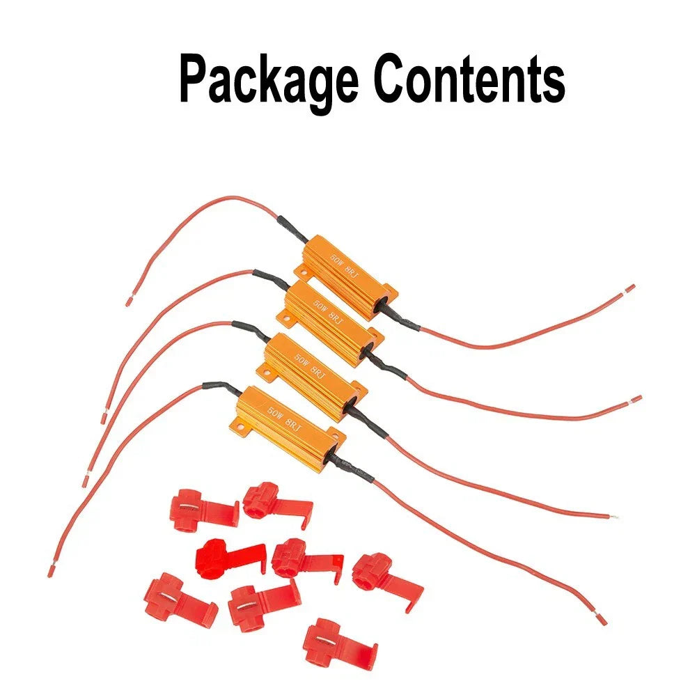 4 x 12V LED LOAD RESISTORS 50W 8 OHM for LED TAIL LIGHTS BULB FLASH INDICATORS