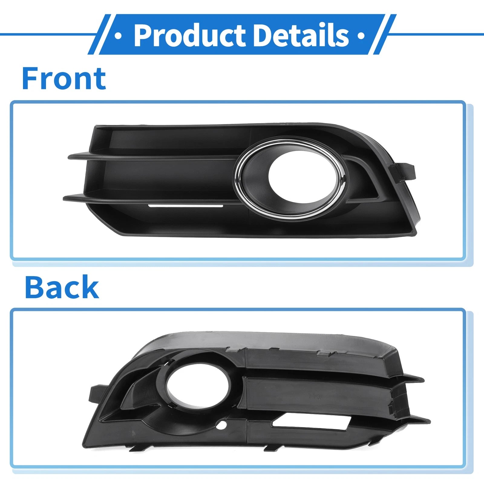 1pc Fog Light Grill for Audi A1 (2010–2015) No. 8X0807681A ABS