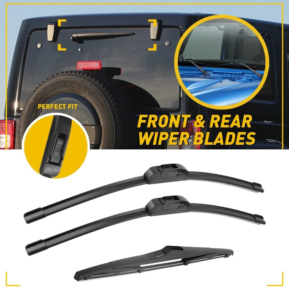 Set of 3 Wiper Arm & Blade for Jeep Wrangler (2000–2022) 4L0955407 B
